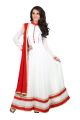 BanoRani White & Red Color Embroidery Faux Georgette Semi Stirched Salwar Suit