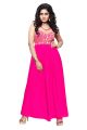 BanoRani Rani Color Faux Georgette With Golden Flower Net Unstitched Pleated Gown