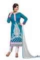 BanoRani Sky Blue & White Color Chanderi Embroidery Semi Stitched Salwar Suit