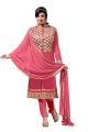 BanoRani Pink Color Chanderi Embroidery Semi Stitched Salwar Suit