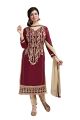 BanoRani Maroon & Beige Color Chanderi Embroidery Semi Stitched Salwar Suit