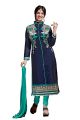 BanoRani Navy Blue & Rama Green Color Chanderi Embroidery Semi Stitched Salwar Suit