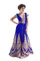 BanoRani Royal Blue Color Faux Georgette Embroidery Full Length Anarkali Gown Style Semi Stitched Salwar Suit (Pant Style) A-1680