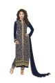 BanoRani Navy Blue Color Faux GeorgetteFull Sleeves Embroidered UnStitched Dress Material (Pant Style)