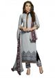 BanoRani Grey Color Cotton Embroidered UnStitched Dress Material (Plazzo)