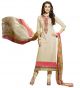 BanoRani Beige & Pink Color Cotton Embroidered UnStitched Dress Material (Chudidar)