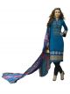 BanoRani Blue & Black Color Cotton Satin Embroidered UnStitched Dress Material (Chudidar) K-1682