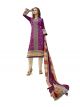 BanoRani Purple & Beige Color Cotton Satin Embroidered UnStitched Dress Material (Chudidar) K-1689