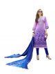 BanoRani Violet & Blue Color Cotton Satin Embroidered UnStitched Dress Material (Chudidar) K-1691