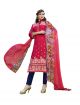 BanoRani Dark Pink & Navy Blue Color Cotton Satin Embroidered UnStitched Dress Material (Chudidar) K-1693