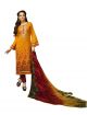 BanoRani Mustard Orange & Maroon Color Cotton Satin Embroidered UnStitched Dress Material (Chudidar) K-1696