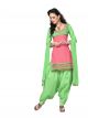 BanoRani Baby Pink & Green Color Pure Cotton Embroidery,Zari, & Lace work Designer Unstitched Dress Material W-1711